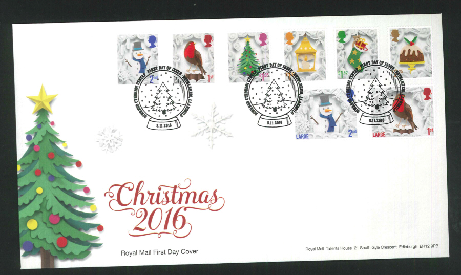 2016 - Christmas Set First Day Cover, FDI, Bethlehem, Llandeilo Postmark